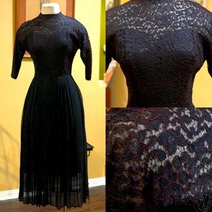 Vintage 1950’s Black Lace Cocktail Dress